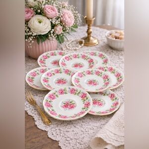 Vintage Queen Anne “Lady Alexander Rose” Saucers – Set of 12 🌹 Made in England